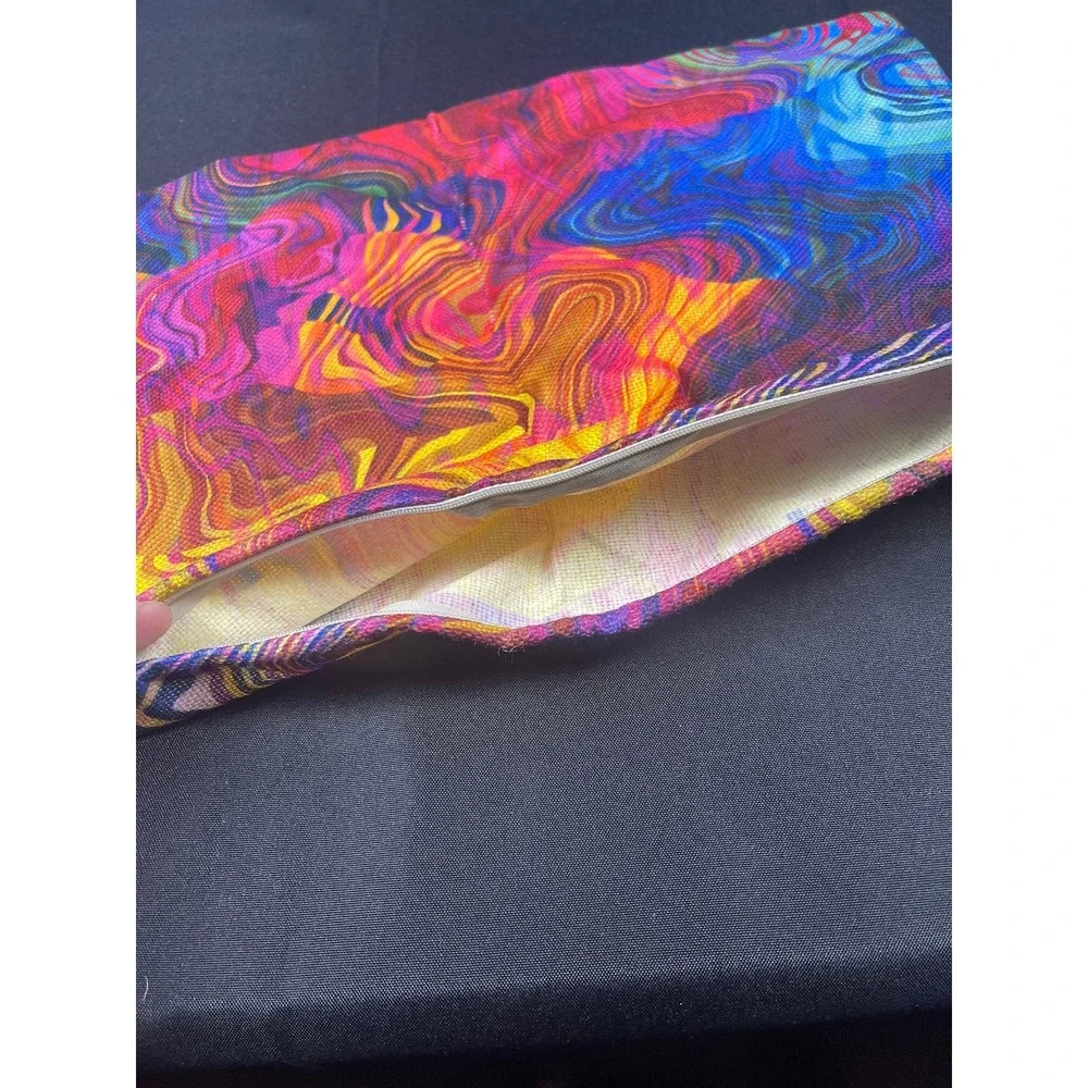 Psychedelic Abstract Swirl Rainbow‎ Decorative Pillow Cover 12x18 Hidden Zipper